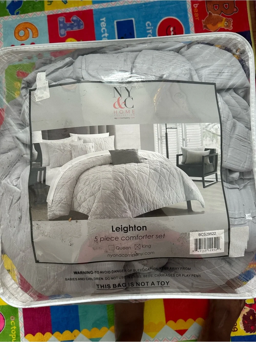 New York & Company Light Gray Quilted Comforter Set